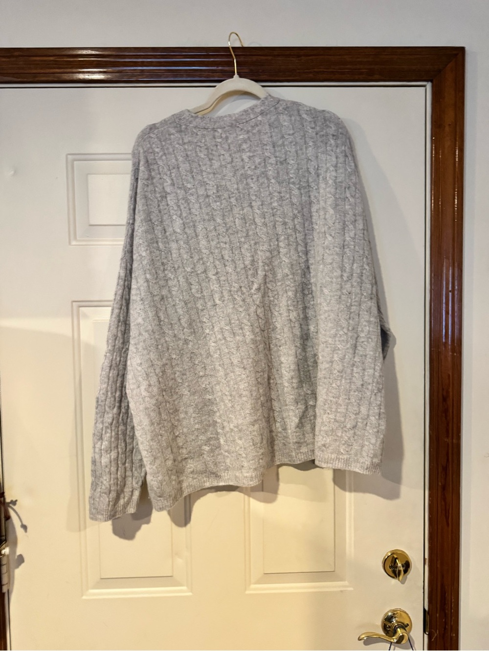 Reformation Cashmere Light Gray Cable Knit Button-Front Women's Sweater Cardigan - Picture 2 of 4